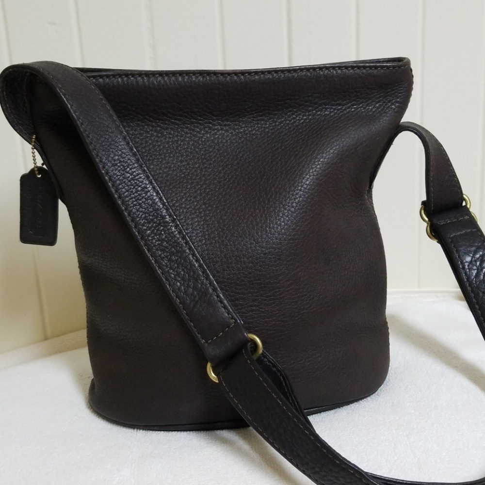 Coach Brown Pebble Leather Bucket Bag